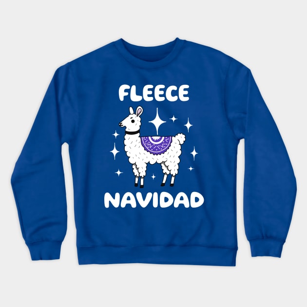 Festive Llama - Fleece Navidad Crewneck Sweatshirt by 1BPDesigns